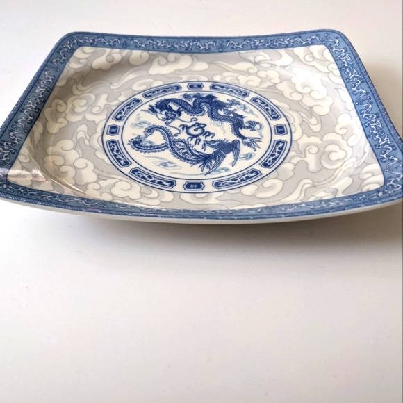 Blue Dragon / Phoenix Cheng's(Unmarked) Wht. Jade RectanglePlate 1of2 Never Used - Picture 2 of 5